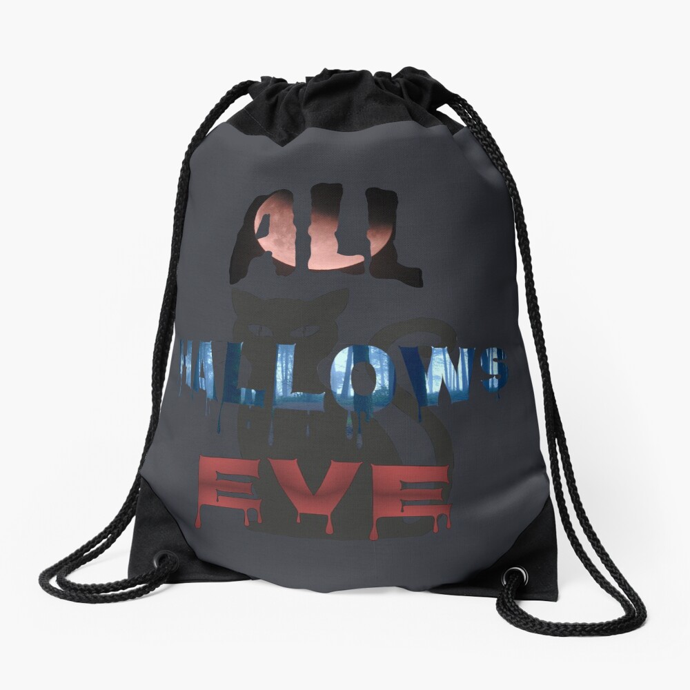 All Hallows Eve Halloween Cat Drawstring Bag