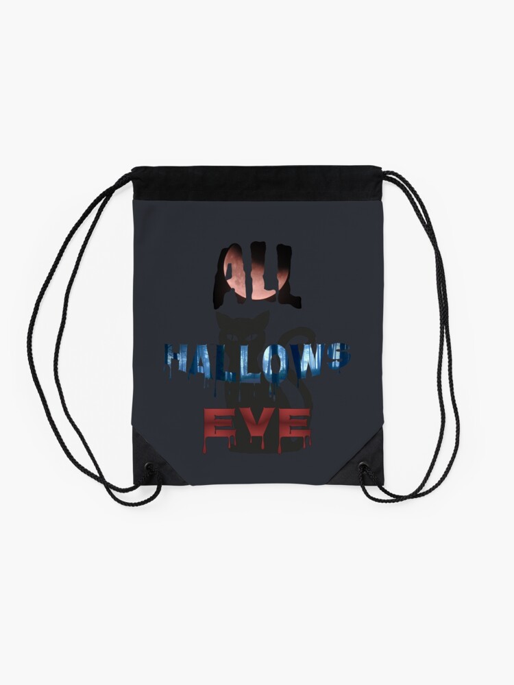 Alternate view of All Hallows Eve Halloween Cat Drawstring Bag