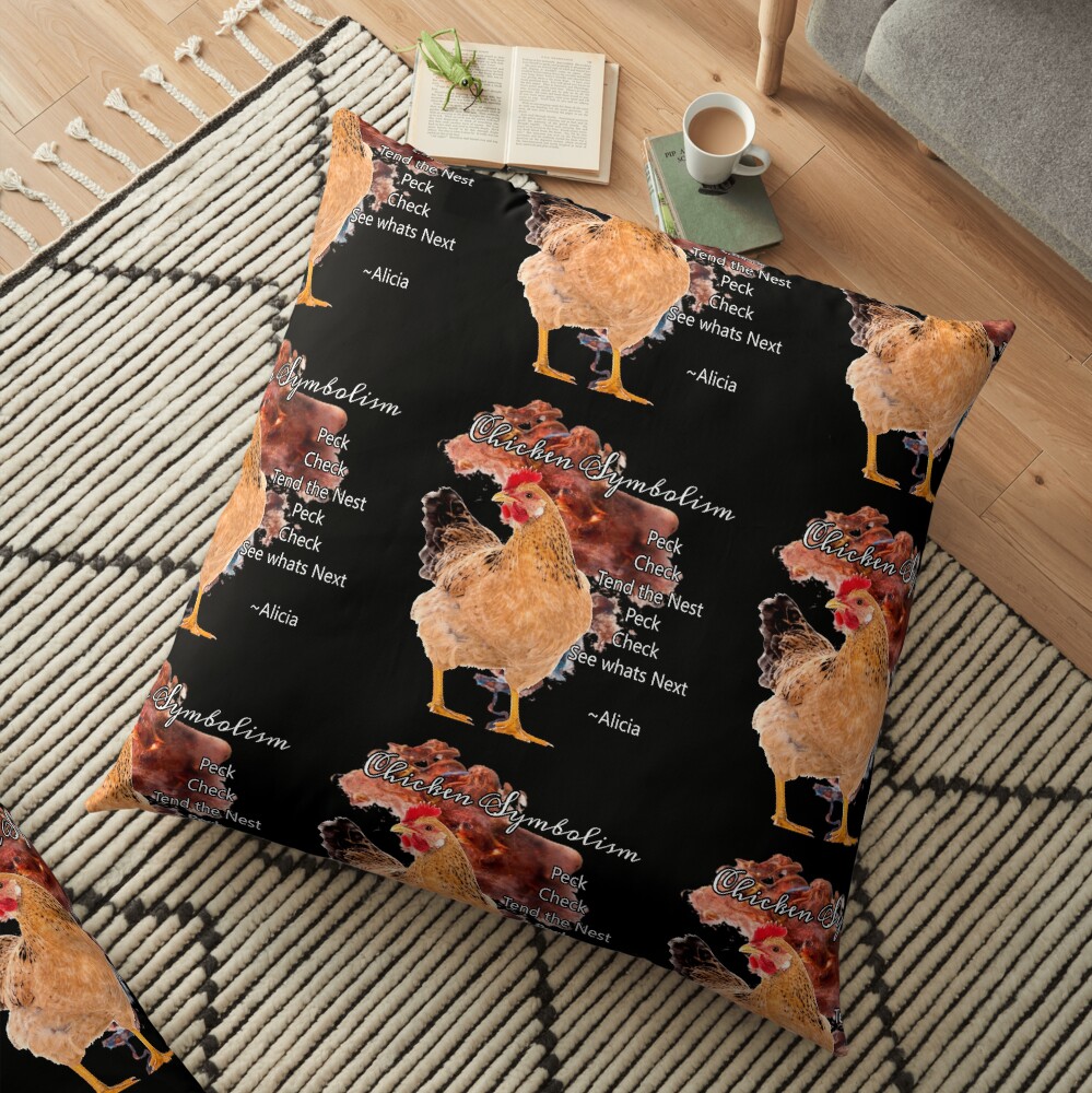 chicken Symbolism Totem Guide Floor Pillow