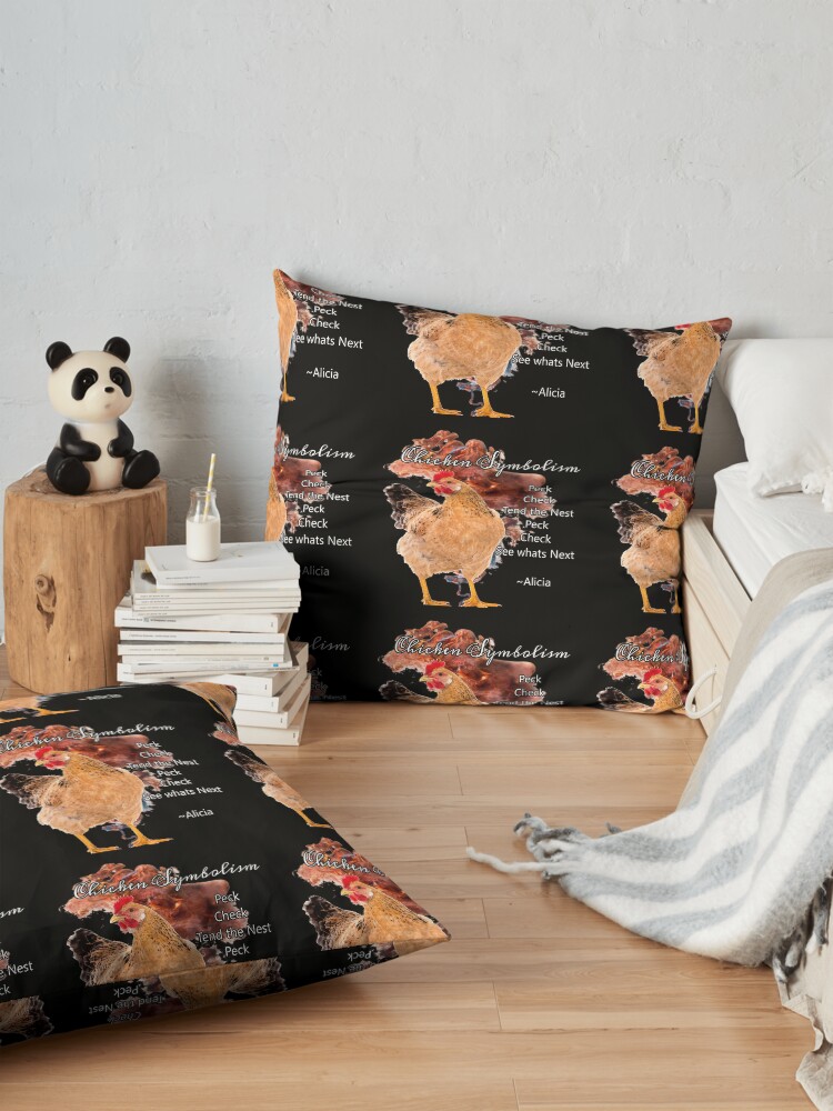 Alternate view of chicken Symbolism Totem Guide Floor Pillow