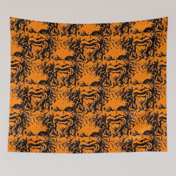 Artikelvorschau, Groteskes Muster der orange Weinlese entworfen und verkauft von Carrie_Anne_Designs.