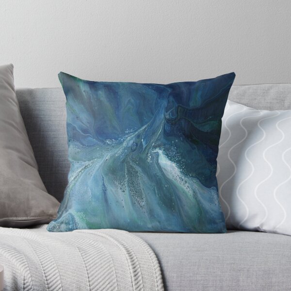 Wave Over Sandbank: fluid acrylic pour painting Throw Pillow