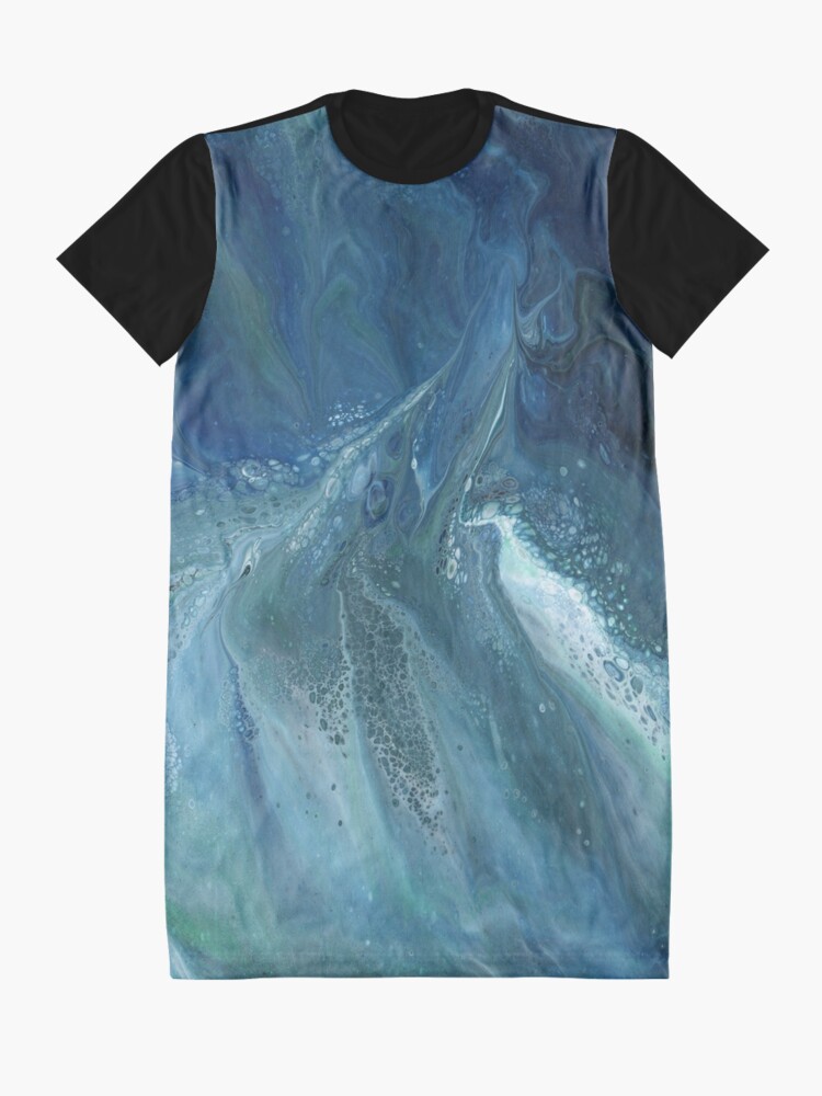 Alternate view of Wave Over Sandbank: fluid acrylic pour painting Graphic T-Shirt Dress