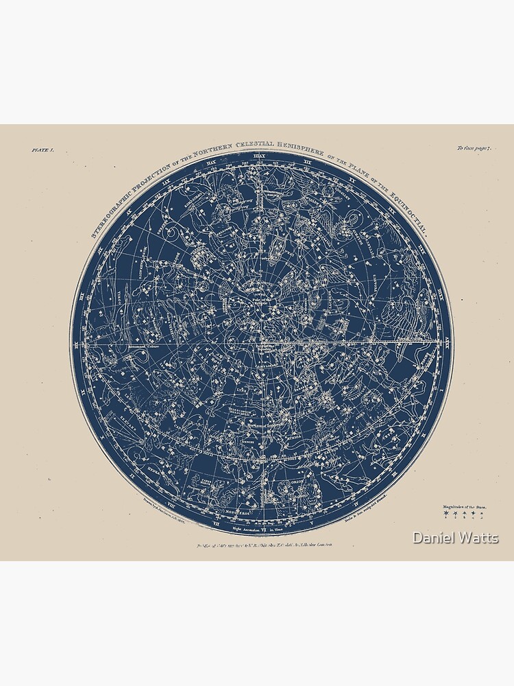 Constellations of the Northern Hemisphere Vintage Azure Blue by DanJohnDesign