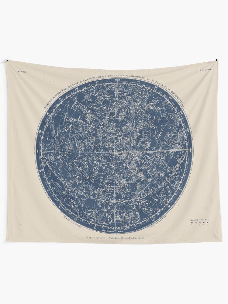 Alternate view of Constellations of the Northern Hemisphere Vintage Azure Blue Tapestry