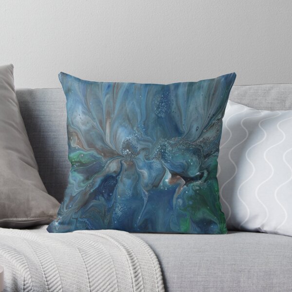 Crosscurrent: ocean river fluid art Throw Pillow