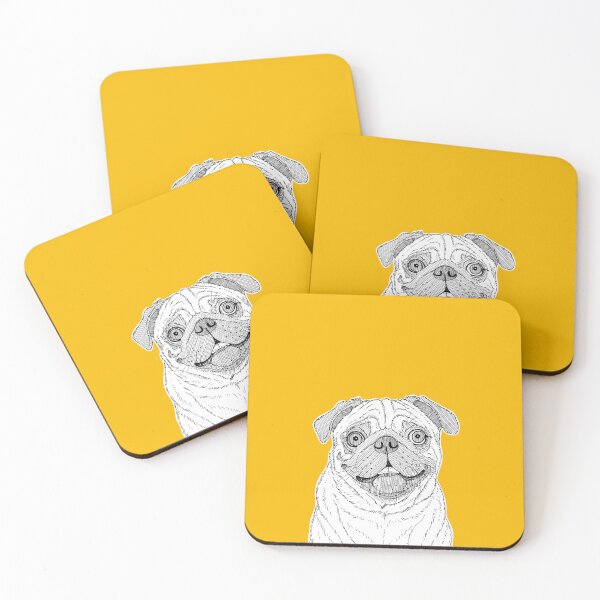 Item preview, Pug Dog Portrait ( yellow background ) designed and sold by Adam Regester.