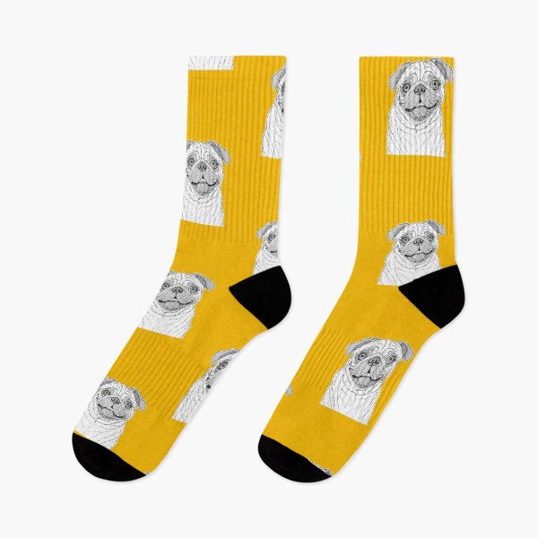 Item preview, Pug Dog Portrait ( yellow background ) designed and sold by Adam Regester.