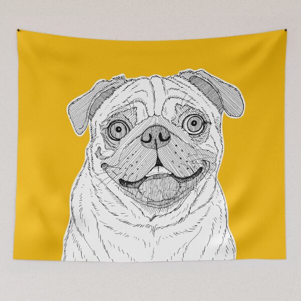 Item preview, Pug Dog Portrait ( yellow background ) designed and sold by Adam Regester.