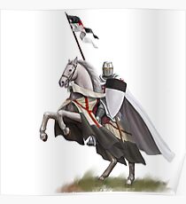 Templar on Rearing Horse (digitally coloured) Poster