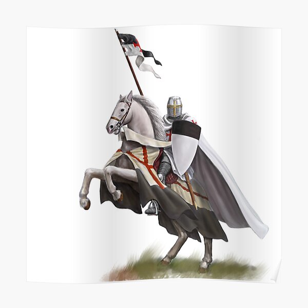 Templar on Rearing Horse (digitally coloured) Poster