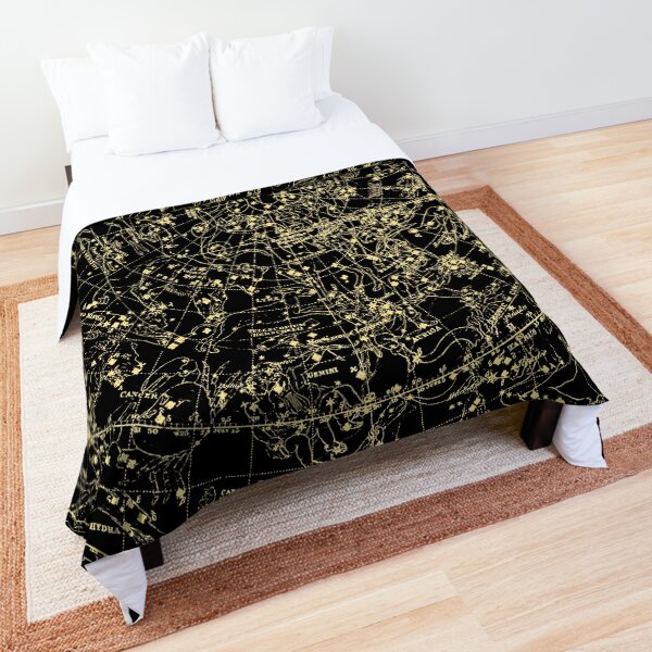Astronomy Constellations Vintage Art Map, Mythology Astrology Stars Galaxy Universe Cosmos Comforter
