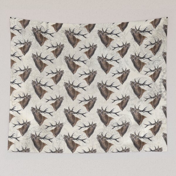 Item preview, Vintage cream stag fabric designed and sold by LouiseJarvisArt.