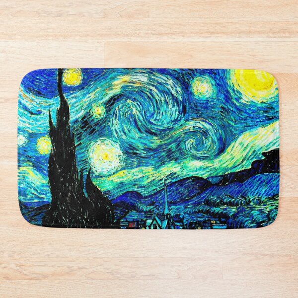 STARRY NIGHT: Vincent Van Gogh Famous Painting Print Bath Mat