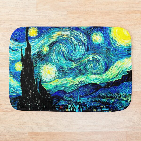 STARRY NIGHT: Vincent Van Gogh Famous Painting Print Bath Mat
