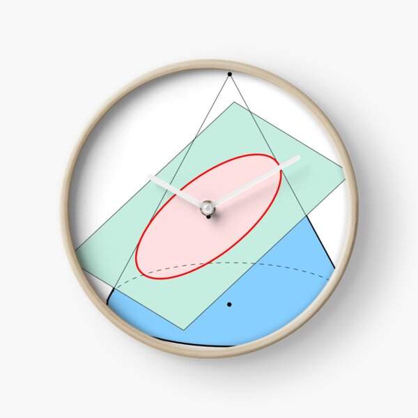 An ellipse (red) obtained as the intersection of a cone with an inclined plane Clock