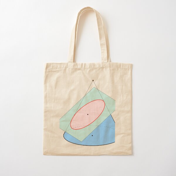 An ellipse (red) obtained as the intersection of a cone with an inclined plane Cotton Tote Bag