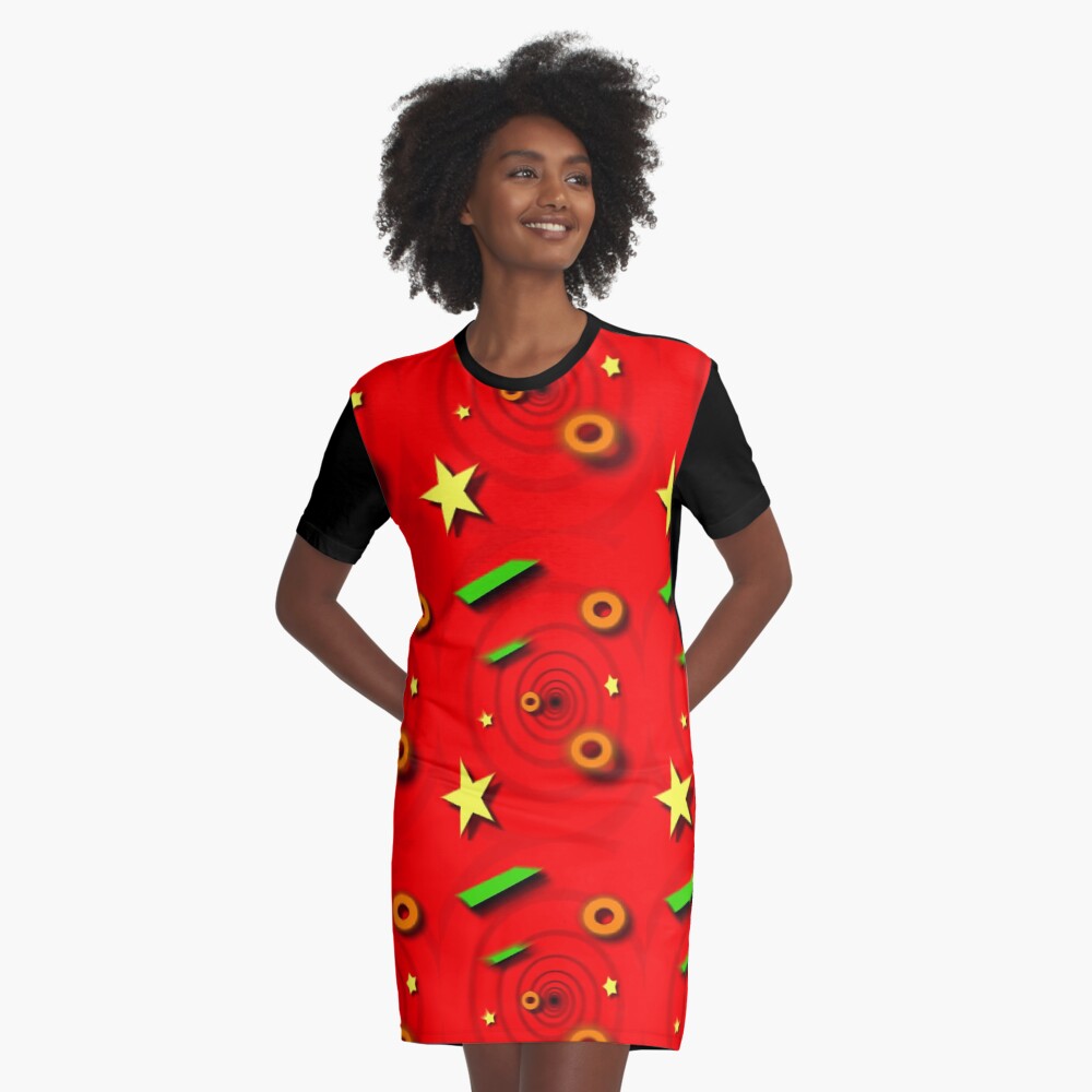 Vertigo Red Graphic T-Shirt Dress