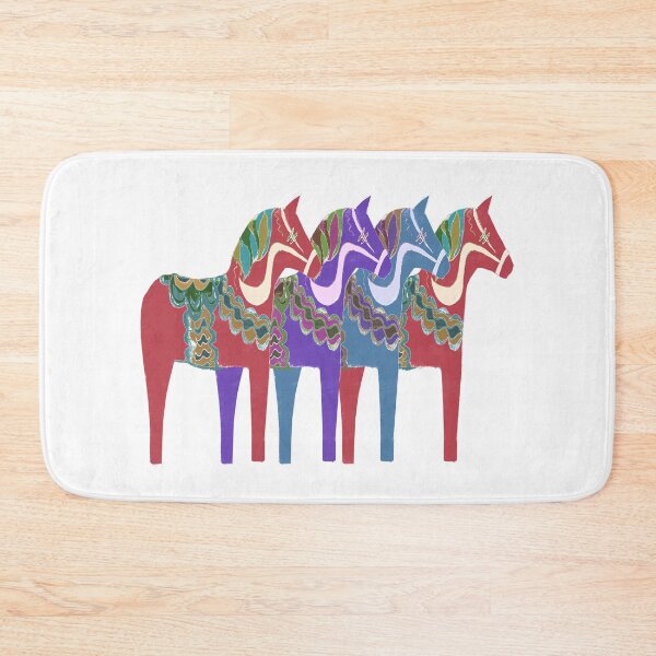 Item preview, Four Scandinavian Dala Horses designed and sold by Ginny Luttrell.