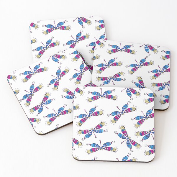 Item preview, Blue Pink and Yellow Dragonfly Pattern designed and sold by DakotaInspired.