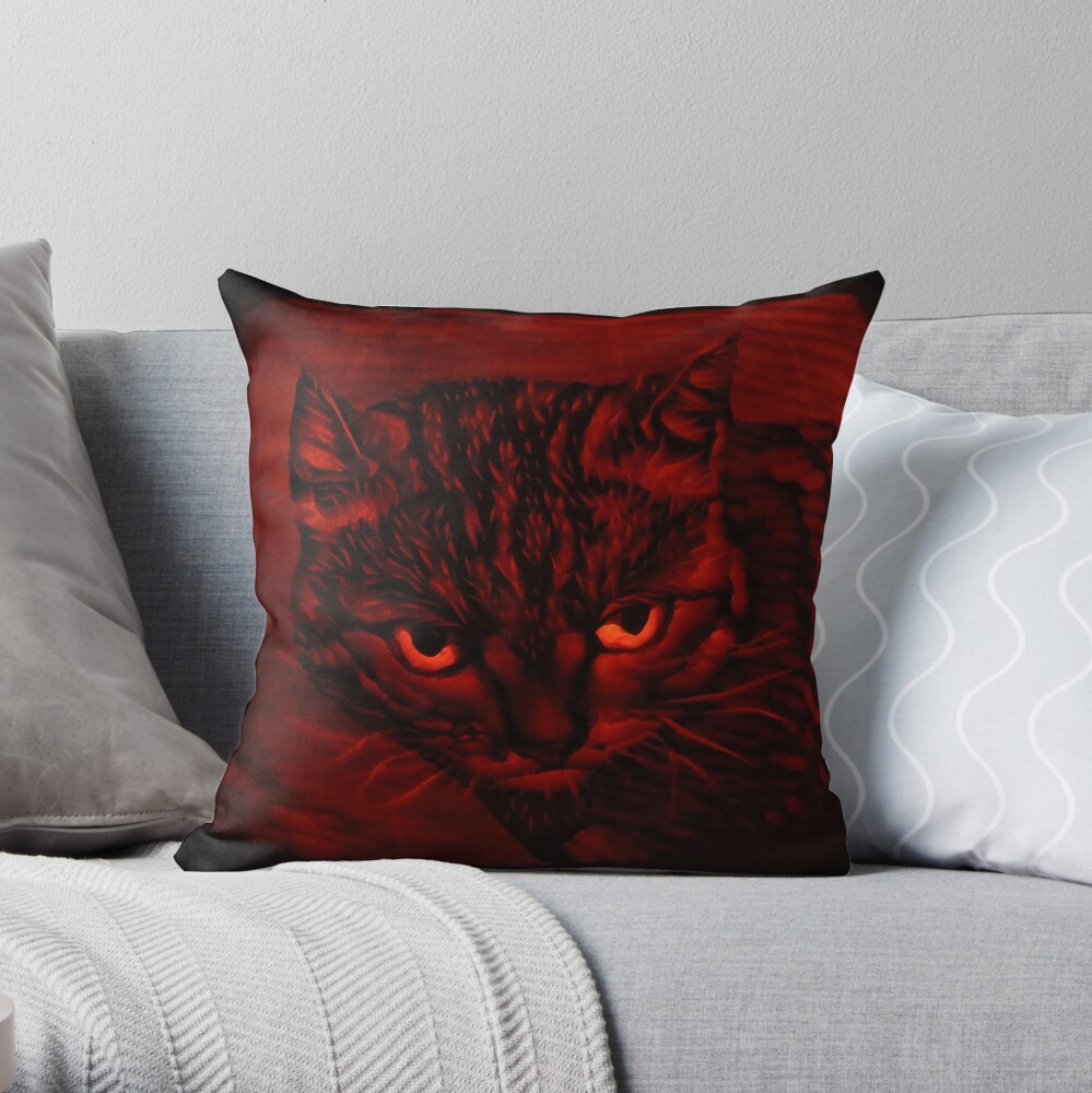 Toast the Tabby Cat on a Pumpkin Throw Pillow