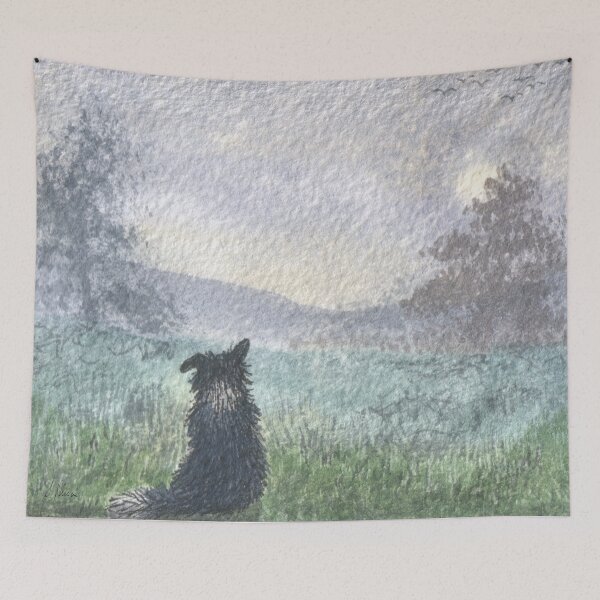 Item preview, Mist Before the Sun, Border Collie Dog in a Landscape designed and sold by SusanAlisonArt.