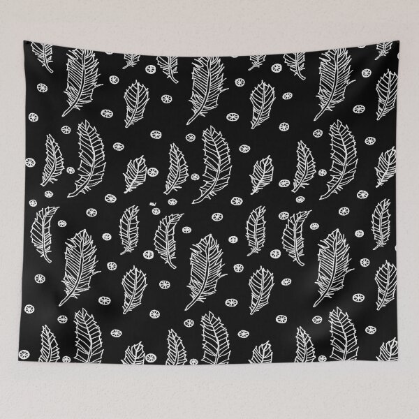 Item preview, Feather Doodle Pattern (black and white) designed and sold by RachelTintedRed.