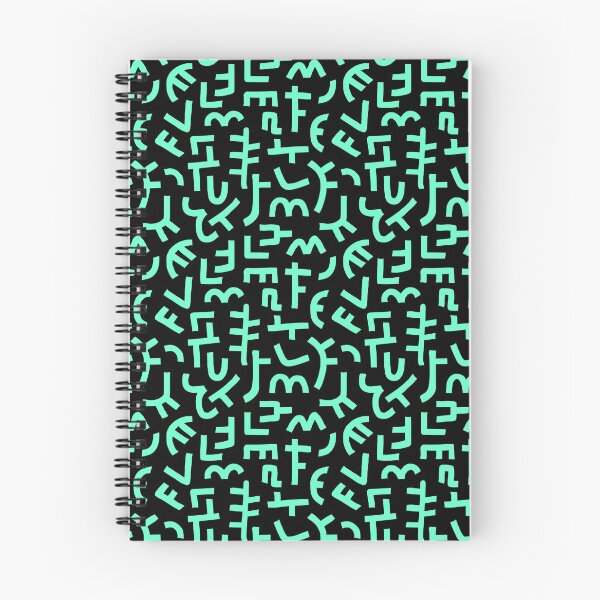 Item preview, Hand Drawn Kuba Cloth Style Pattern 121019 - Turquoise on Black designed and sold by Artberry.