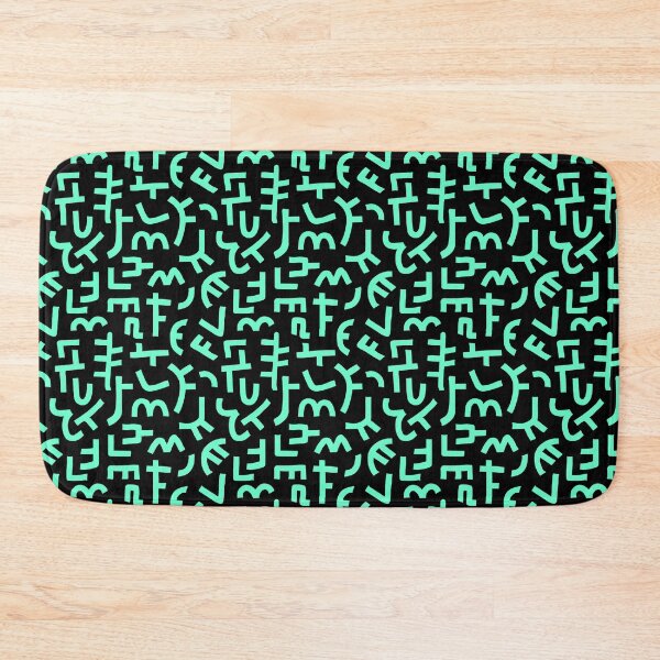 Item preview, Hand Drawn Kuba Cloth Style Pattern 121019 - Turquoise on Black designed and sold by Artberry.