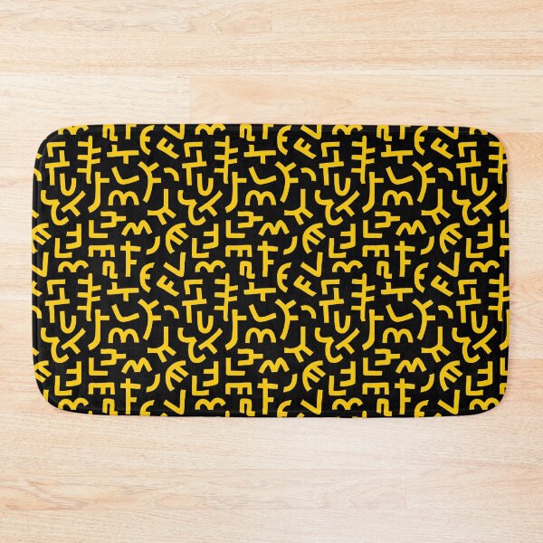 Item preview, Hand Drawn Kuba Cloth Style Pattern 121019 - Amber on Black designed and sold by Artberry.