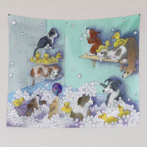 Item preview, Bubble Bath - Pups and Ducks designed and sold by SusanAlisonArt.