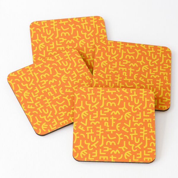 Item preview, Hand Drawn Kuba Cloth Style Pattern 121019 - Amber on Orange designed and sold by Artberry.