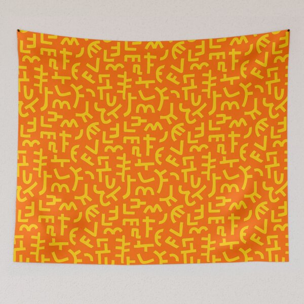Item preview, Hand Drawn Kuba Cloth Style Pattern 121019 - Amber on Orange designed and sold by Artberry.