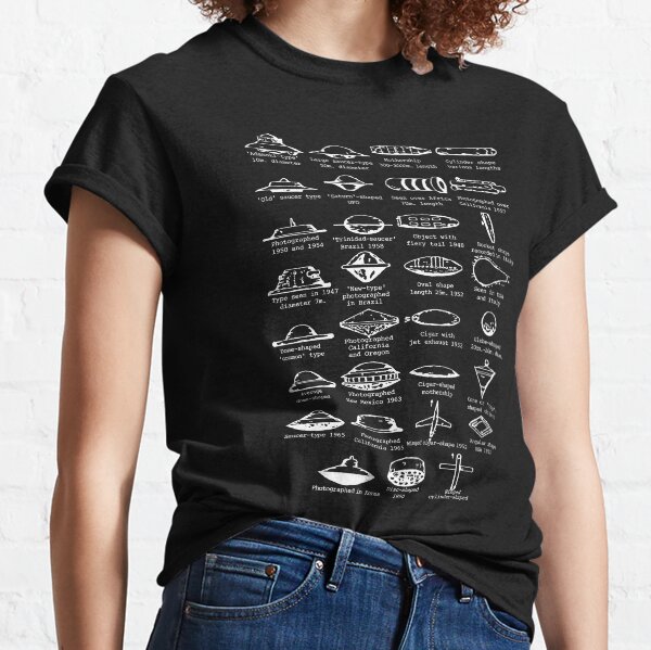 UFO Type Flying Saucer Ship Identification Chart Classic T-Shirt
