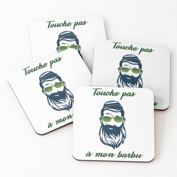 Aperçu de l'œuvre Touche pas à mon barbu illustration et phrase design vert créée et vendue par Sitamood.
