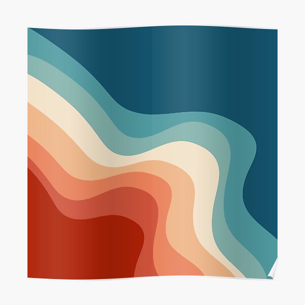 Retro style waves Poster