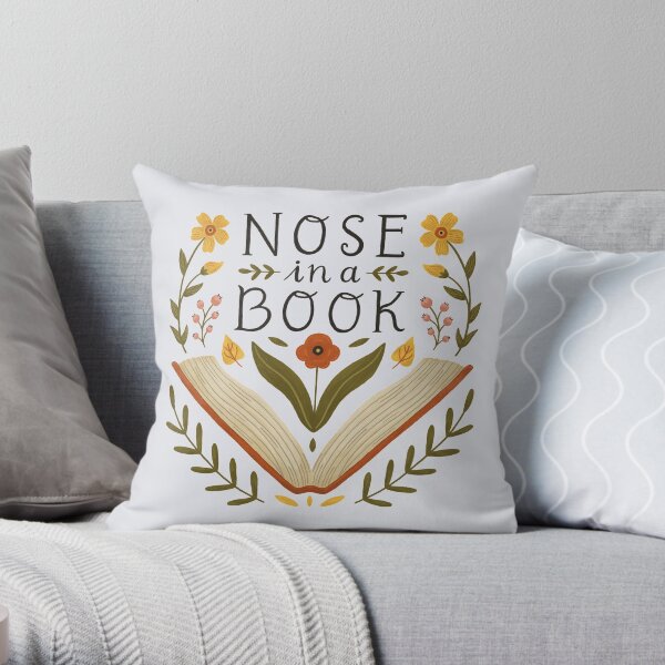 Nose in a Book Throw Pillow