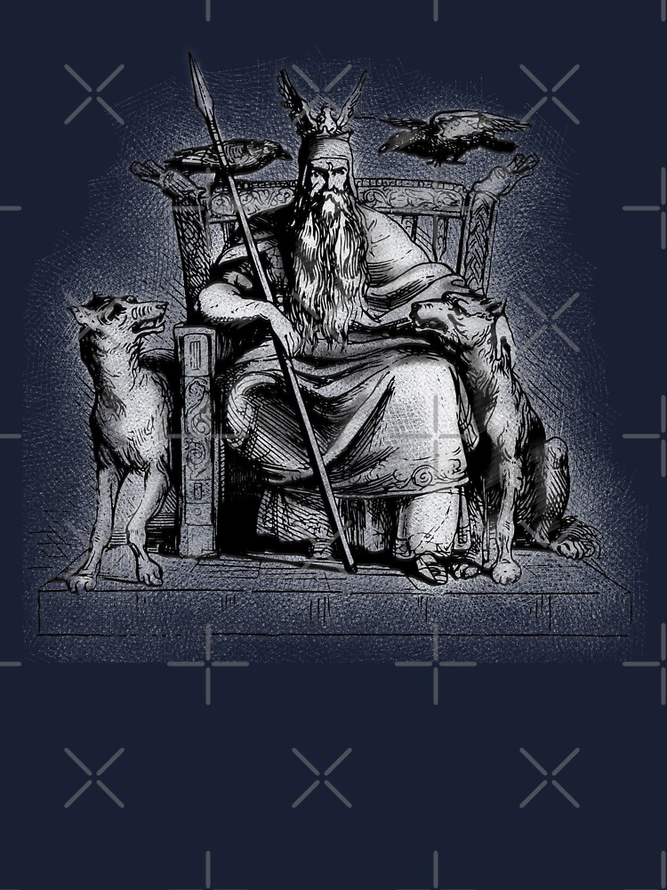 : Odin with Huginn and Muninn Raven Runes circle T-Shirt :  Clothing, Shoes & Jewelry