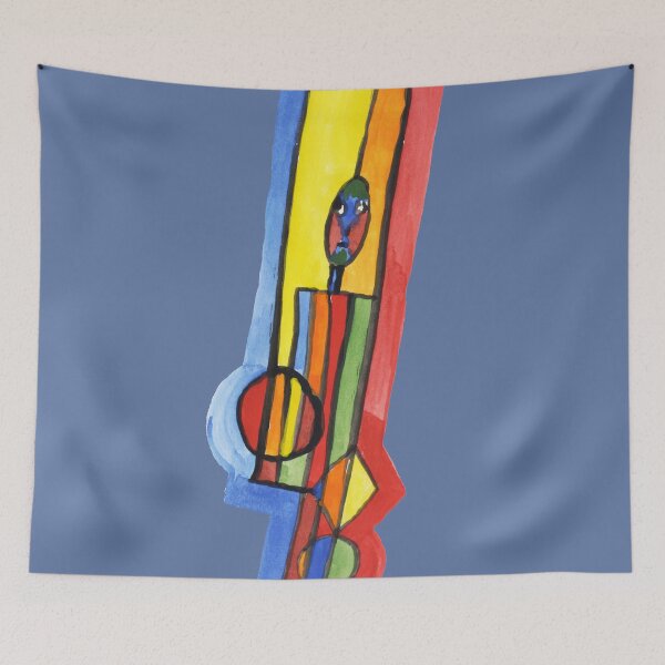 Item preview, Man with Colorful Geometry on Grey-Blue Board designed and sold by Istvan Ocztos.