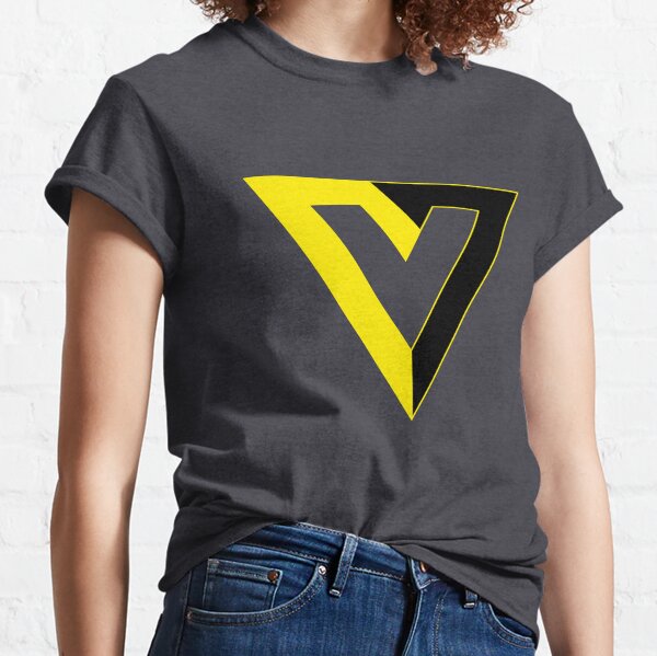 Ancap V para anarcocapitalismo amarillo y negro voluntario sobre fondo negro Camiseta clásica