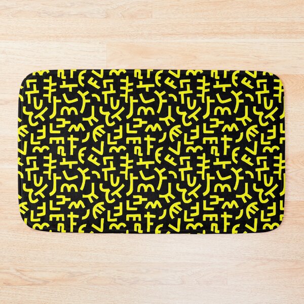 Item preview, Hand Drawn Kuba Cloth Style Pattern 121019 - Yellow on Black designed and sold by Artberry.