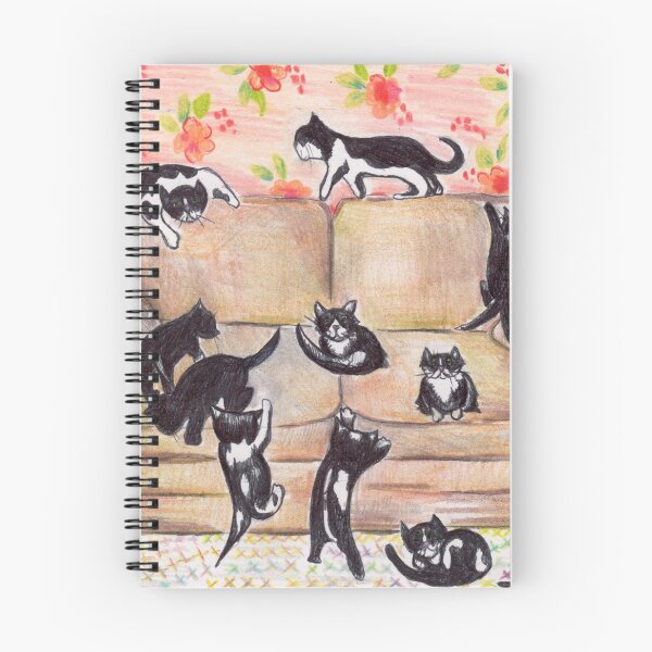 Item preview, "Kittens on the Couch" Black and White Tuxedo Kitties Illustration designed and sold by Michelebuttons.