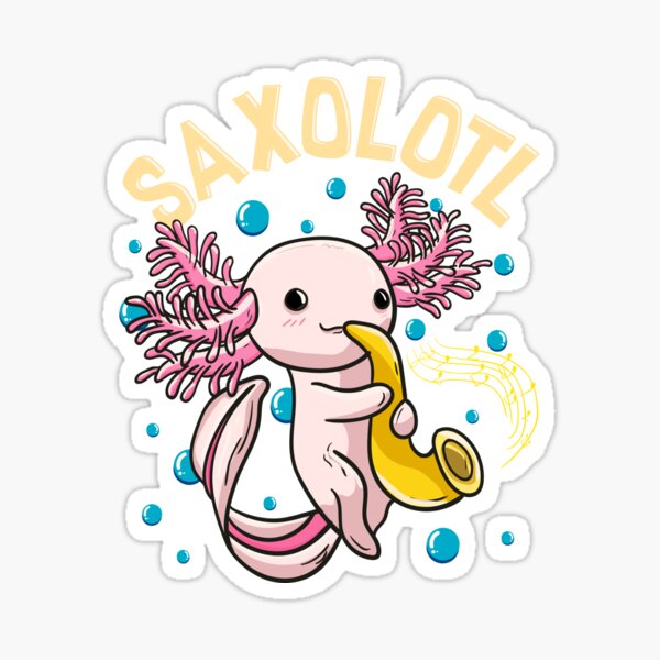 Vista previa del artículo con la obra «Lindo y divertido saxolote Adorable axolote tocando el saxofón», diseñado y vendido por perfectpresents.