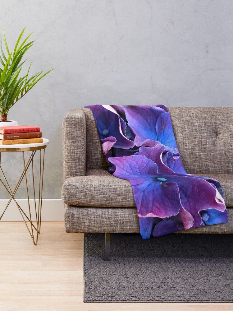 Fantasy Fairy Tale Magical Periwinkle Teal and Purple Flowers Photo Throw Blanket for Sale by DEC02 Redbubble