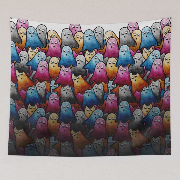 Item preview, colorful ghosties designed and sold by Olivia Ossege.
