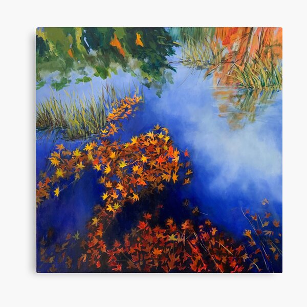 The wind scatters the golden leaves Canvas Print