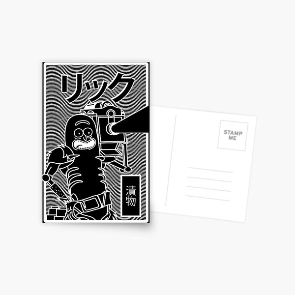 Rick and Morty | Retro Japanese Pickle Rick (Negative) Postcard