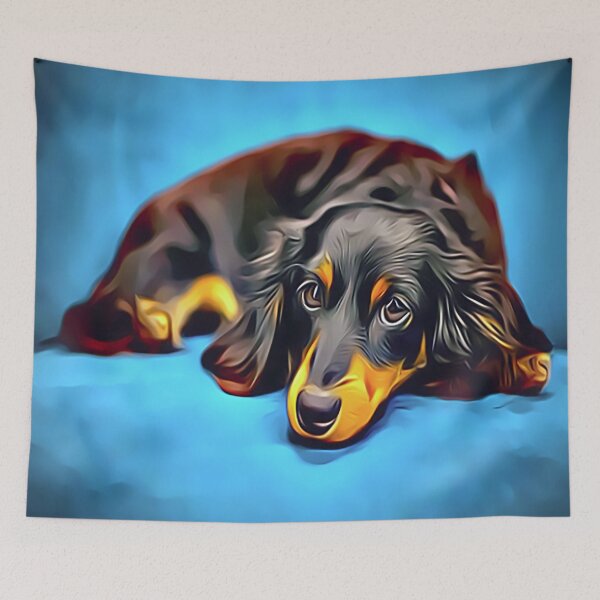 Item preview, Sleepy Long Haired Brown Dachshund designed and sold by Sunleil.