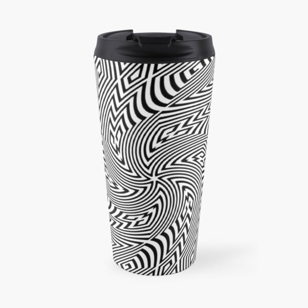 #Pattern, #funky, #repetition, #intricacy, endless, textile, repeat, illusion, abstract Travel Coffee Mug