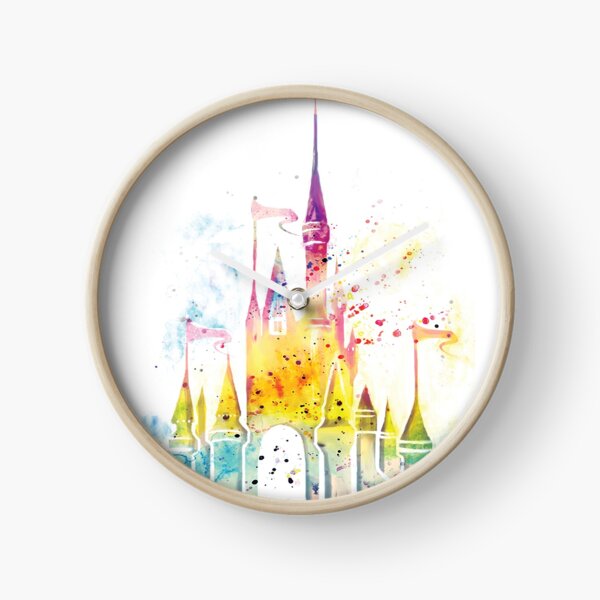 Watercolor Princess Castle Clock